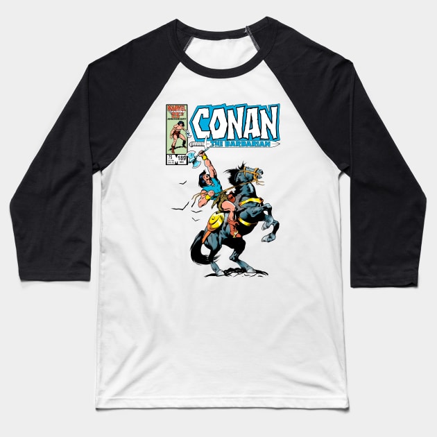 Conan The barbarian Cover Baseball T-Shirt by OniSide